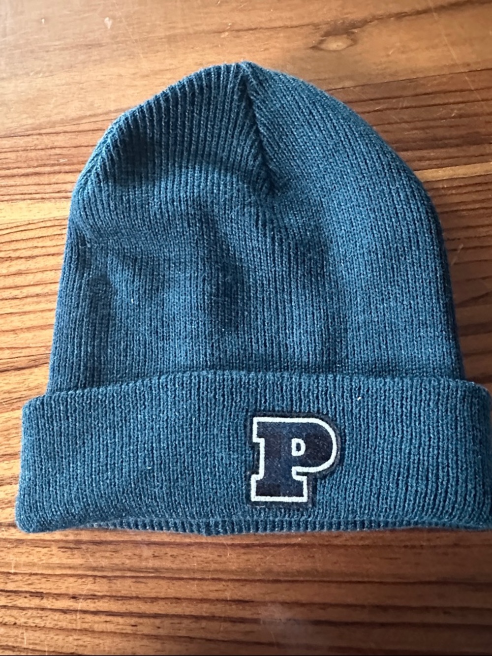 PINK Victoria's Secret Teal Knit Beanie with 'P' Patch